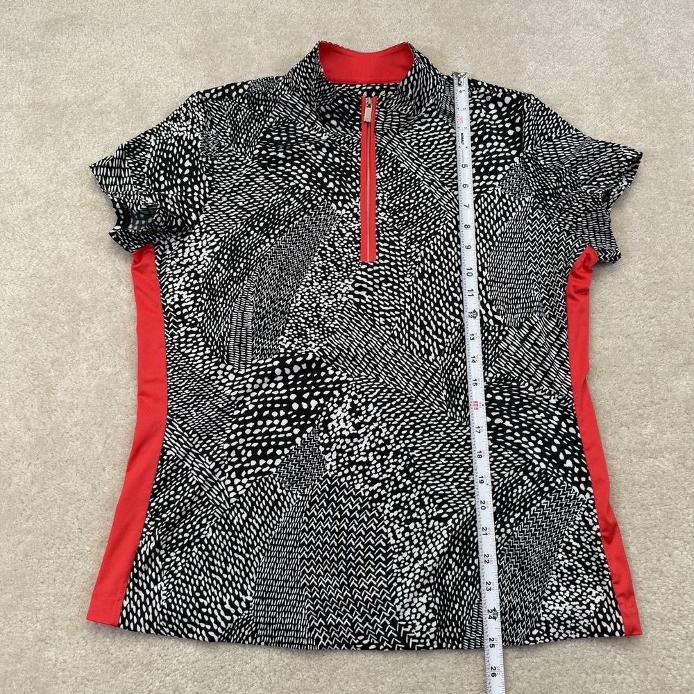 Tail Golf 1/4 Zip Shirt Women's L Black Red Geometric Novelty Print Preppy Top - Picture 3 of 11